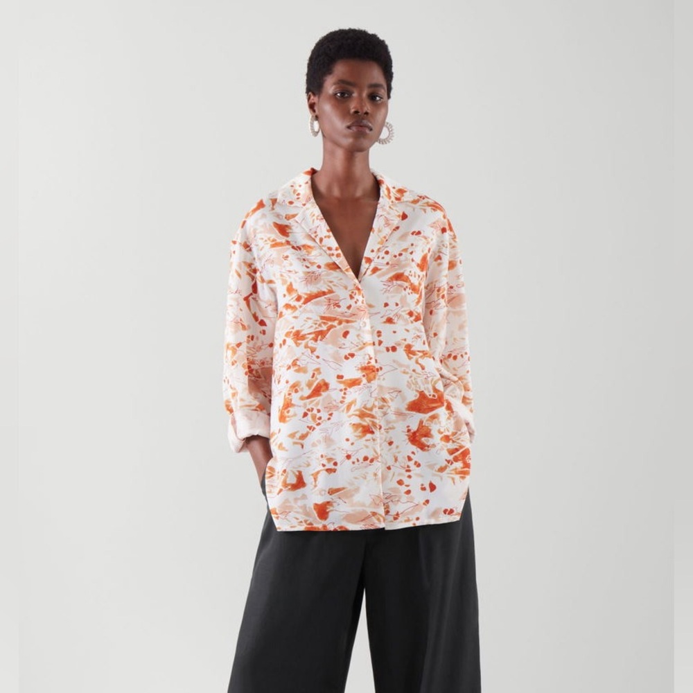 COS Relaxed Camp Collar Shirt size 40 Med-LRG